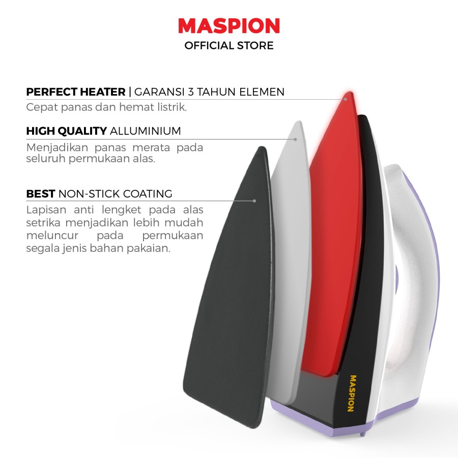 Maspion Setrika Listrik Putih Biru - HA-340 | HA340